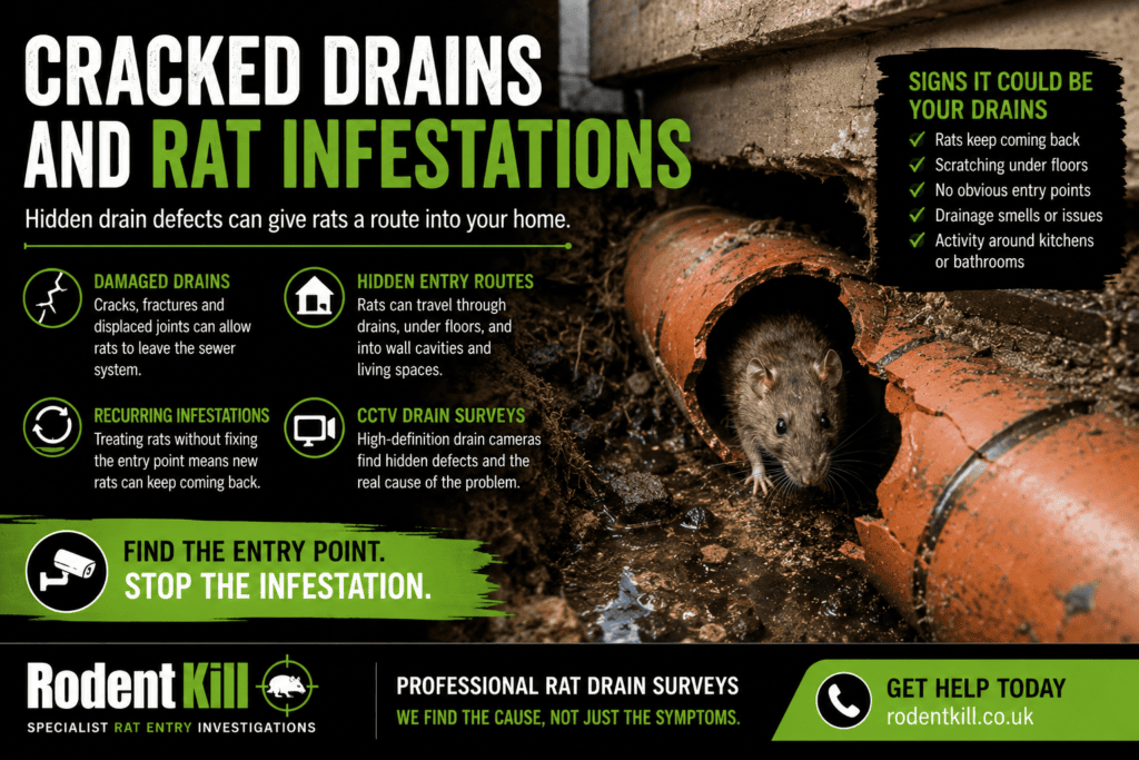 Cracked drains and rat infestations beneath a UK home