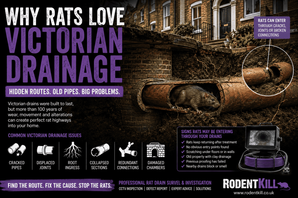 Rats in Victorian drains beneath an old UK house