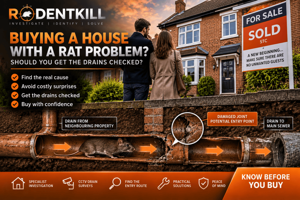 Homebuyer investigating a rat problem and underground drains at a UK house