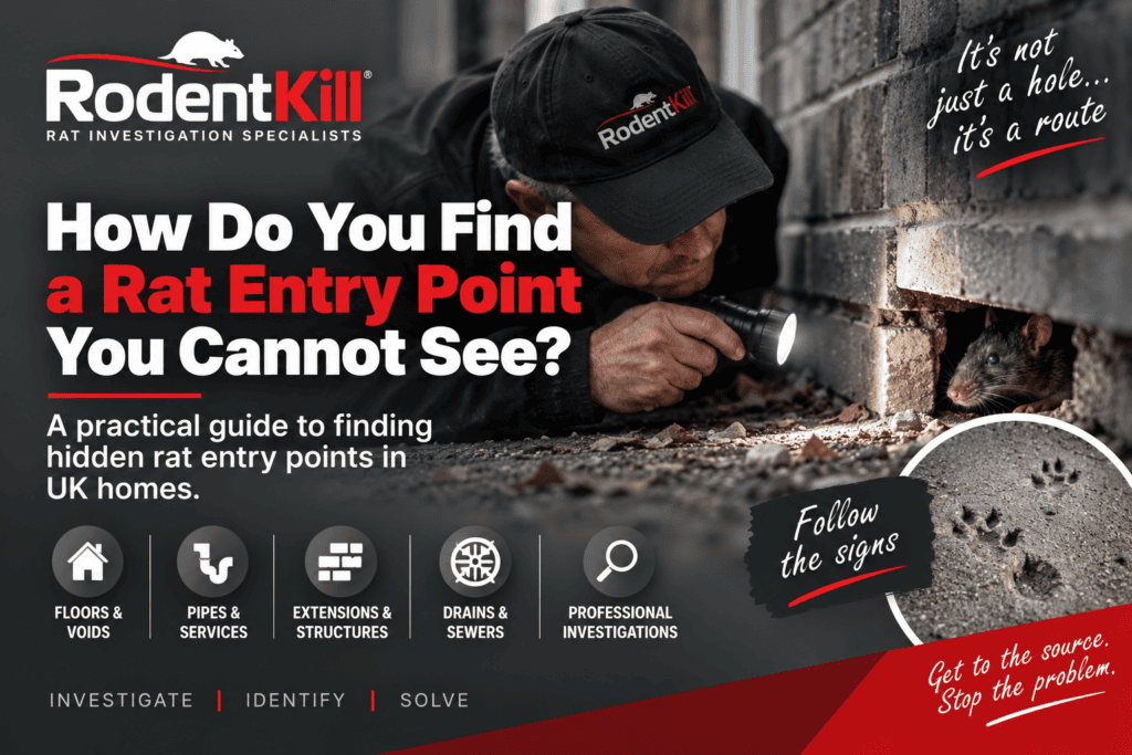 Professional inspection to find a hidden rat entry point in a UK home