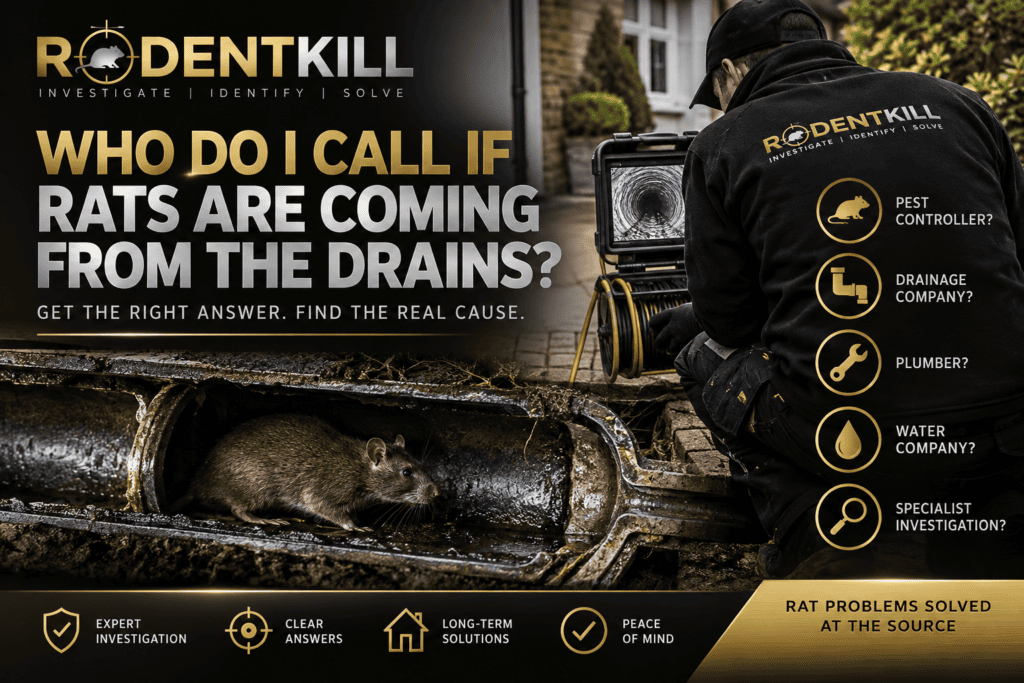 Specialist investigating rats coming from drains at a UK property
