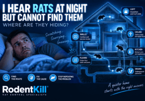 Homeowner hearing rats at night hidden inside walls and floor voids